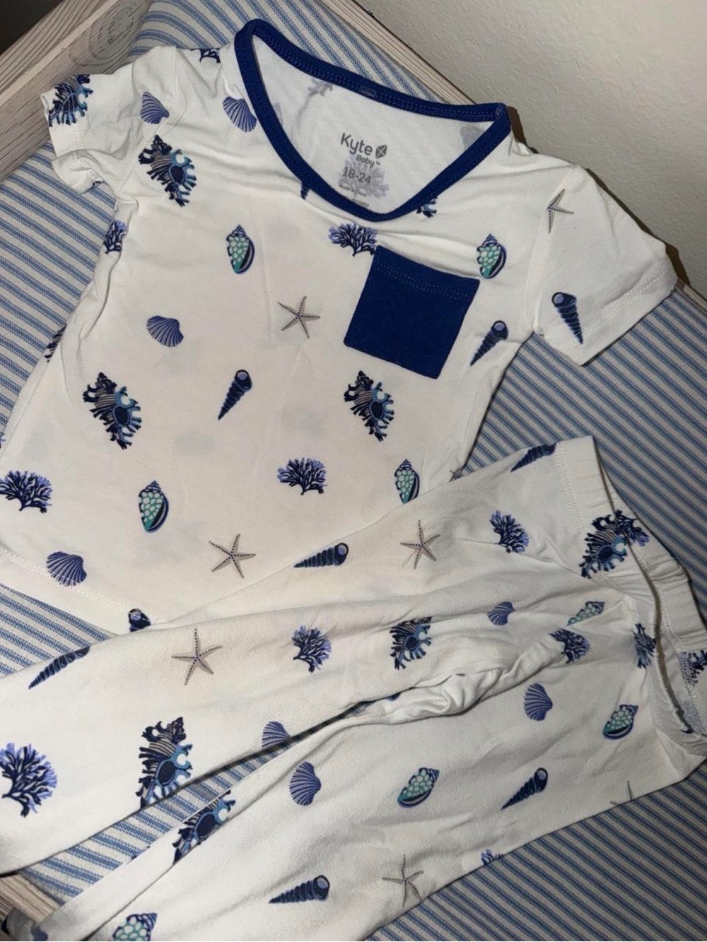 Kyte Baby Bamboo White & Blue Sea Life Kids Pajama Set